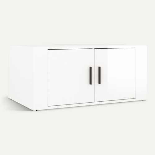 Table Basse Blanc Brillant 80x50x36 Cm Bois Contreplaqué