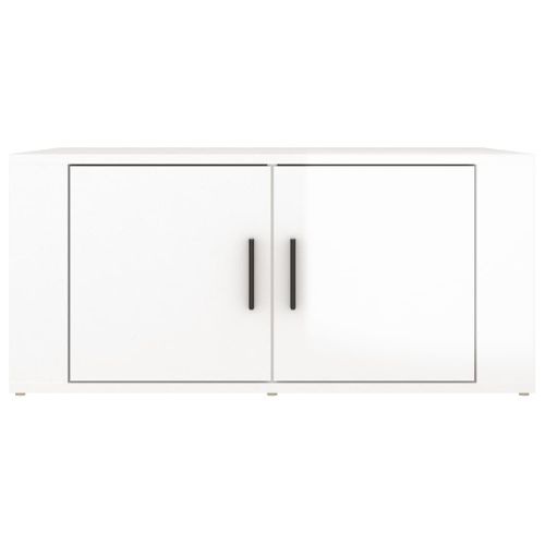 Table Basse Blanc Brillant 80x50x36 Cm Bois Contreplaqué