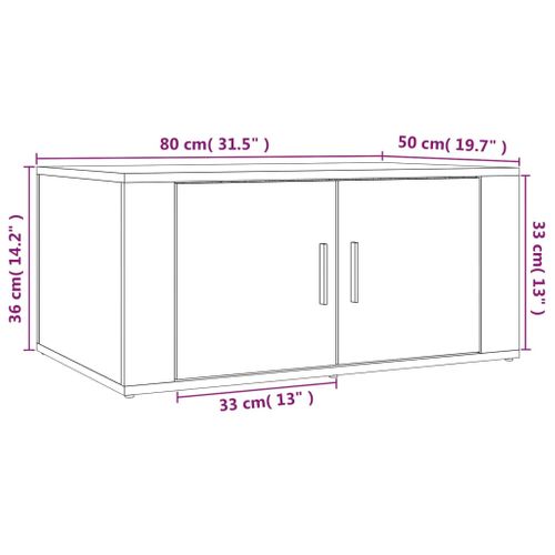 Table Basse Blanc Brillant 80x50x36 Cm Bois Contreplaqué