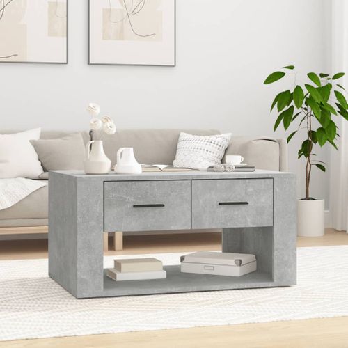 Table Basse Gris Béton 80x50x40 Cm Bois Contreplaqué