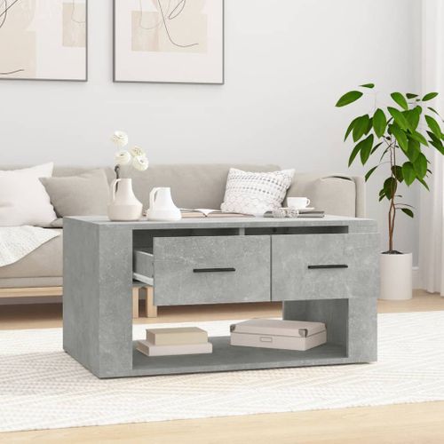 Table Basse Gris Béton 80x50x40 Cm Bois Contreplaqué