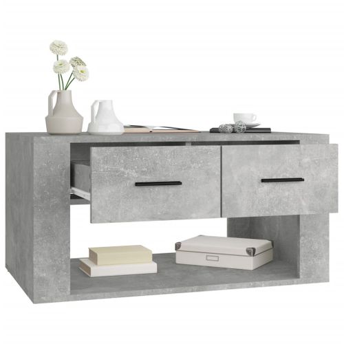 Table Basse Gris Béton 80x50x40 Cm Bois Contreplaqué