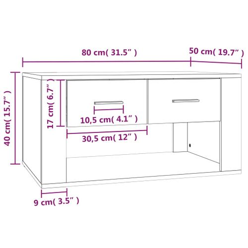 Table Basse Gris Béton 80x50x40 Cm Bois Contreplaqué
