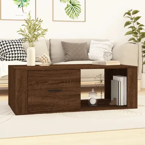 Table Basse Chêne Marron 100x50,5x35 Cm Bois Contreplaqué