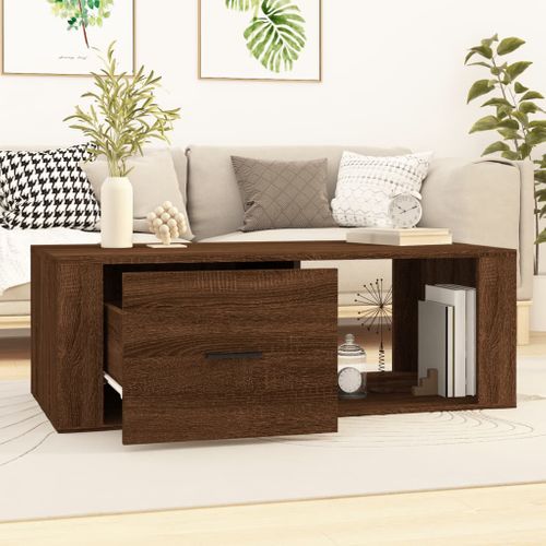 Table Basse Chêne Marron 100x50,5x35 Cm Bois Contreplaqué