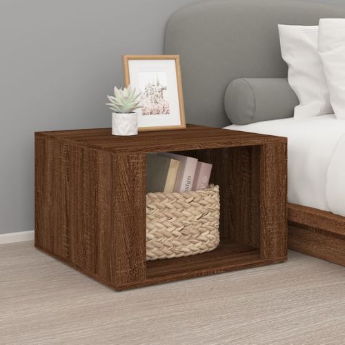 Table De Chevet Chêne Marron 57x55x36 Cm Bois Contreplaqué