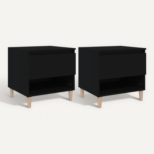 Tables De Chevet 2 Pièces Noir 50x46x50 Cm Bois D’ingénierie