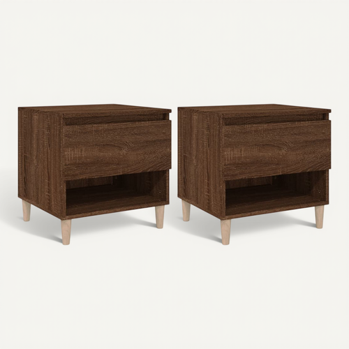 Tables De Chevet 2 Pièces Chêne Brun 50x46x50 Cm Bois D’ingénierie