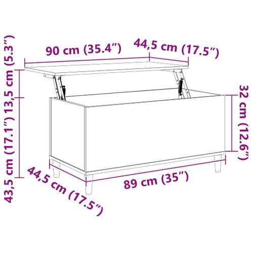 Table Basse Chêne Fumé 90x44,5x45 Cm Bois Contreplaqué