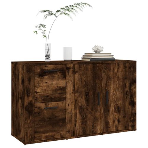 Buffet Chêne Fumé 100x33x59,5 Cm Bois Contreplaqué