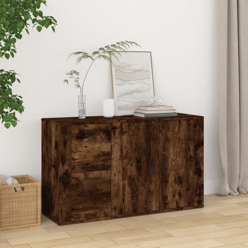 Buffet Chêne Fumé 100x33x59,5 Cm Bois Contreplaqué