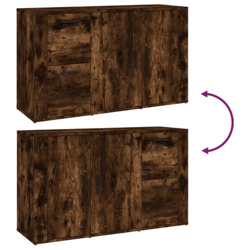 Buffet Chêne Fumé 100x33x59,5 Cm Bois Contreplaqué