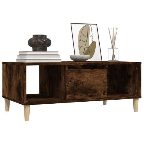 Table Basse Chêne Fumé 90x50x36,5 Cm Bois Contreplaqué