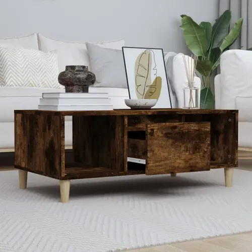 Table Basse Chêne Fumé 90x50x36,5 Cm Bois Contreplaqué