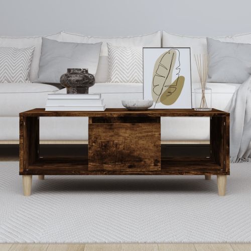 Table Basse Chêne Fumé 90x50x36,5 Cm Bois Contreplaqué