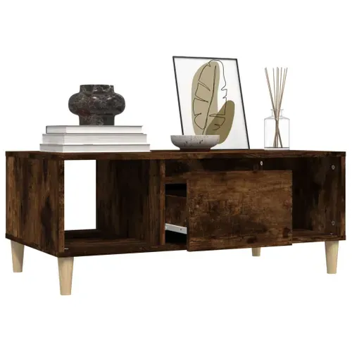 Table Basse Chêne Fumé 90x50x36,5 Cm Bois Contreplaqué