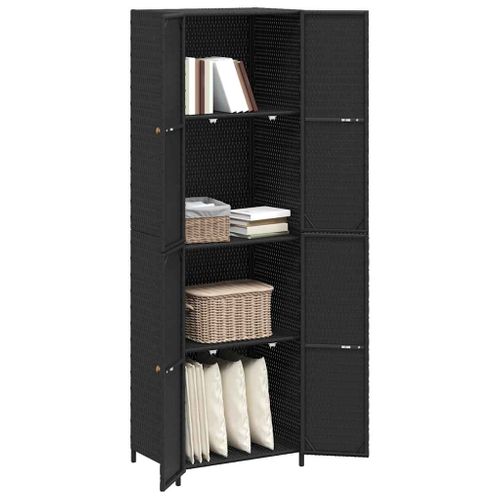 Armoire De Rangement De Jardin Noir 59x40x180 Cm Résine Tressée