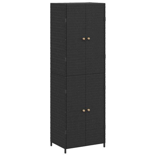 Armoire De Rangement De Jardin Noir 59x40x180 Cm Résine Tressée