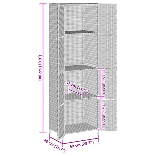 Armoire De Rangement De Jardin Noir 59x40x180 Cm Résine Tressée