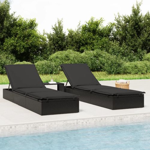 Transat 1 PC Avec Table Noir Résine Tressée