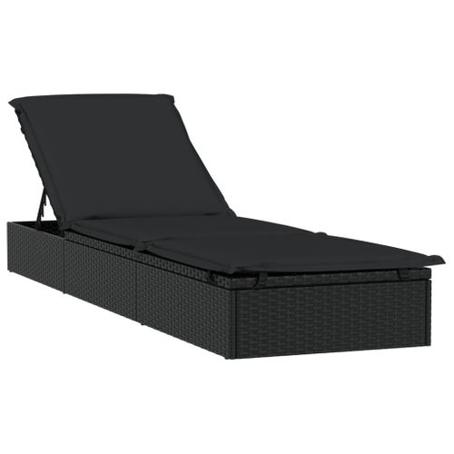 Transat 1 PC Avec Table Noir Résine Tressée