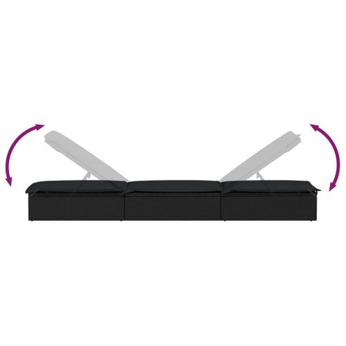 Transat 1 PC Avec Table Noir Résine Tressée