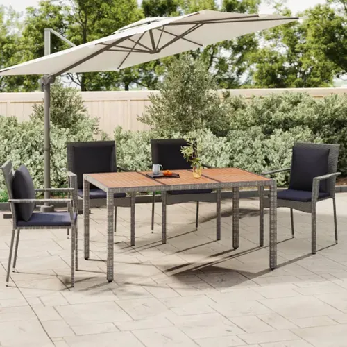Table De Jardin Et Dessus En Bois Gris Résine Tressée Et Acacia