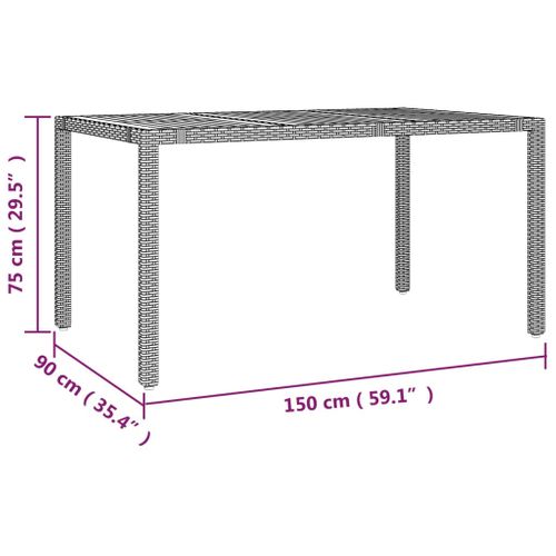 Table De Jardin Et Dessus En Bois Gris Résine Tressée Et Acacia
