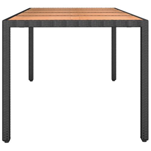 Table De Jardin Avec Plateau En Bois Noir Résine Tressée Bois Massif Patio Terrasse Extérieur