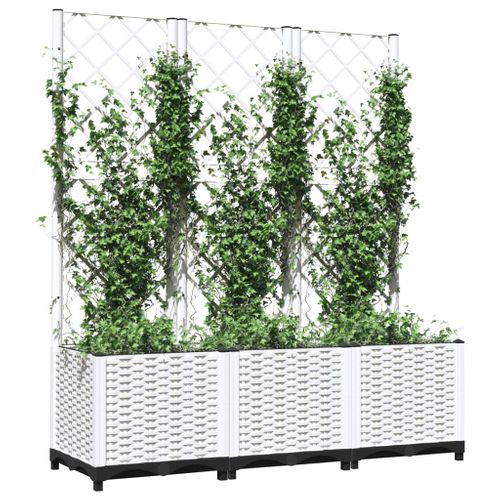 Jardinière Avec Treillis Blanc 120x40x136 Cm Pp