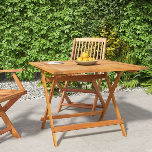 Table De Jardin Pliable 90x90x75 Cm Bois D'acacia Solide Meuble De Terrasse Patio Extérieur