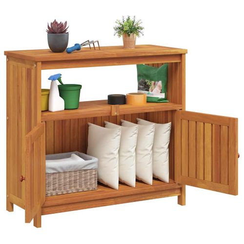 Table Console De Jardin Avec Étagère Et Compartiment 80x35x75 Cm Bois Massif D'acacia Entrée