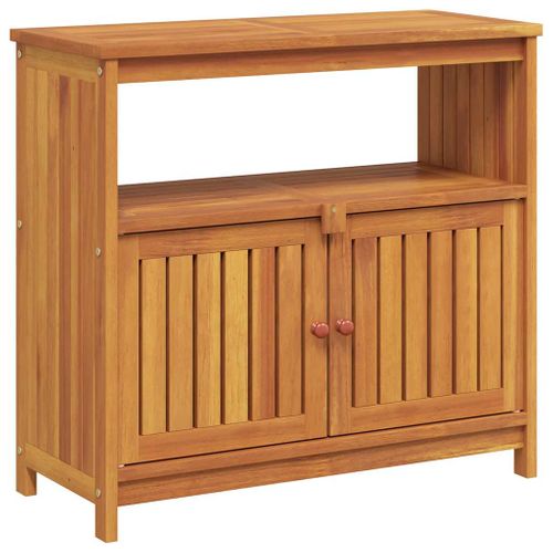 Table Console De Jardin Avec Étagère Et Compartiment 80x35x75 Cm Bois Massif D'acacia Entrée