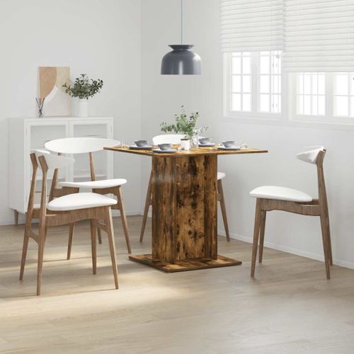 Table À Dîner Chêne Fumé 80x80x75 Cm Bois Contreplaqué