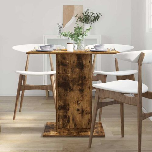 Table À Dîner Chêne Fumé 80x80x75 Cm Bois Contreplaqué