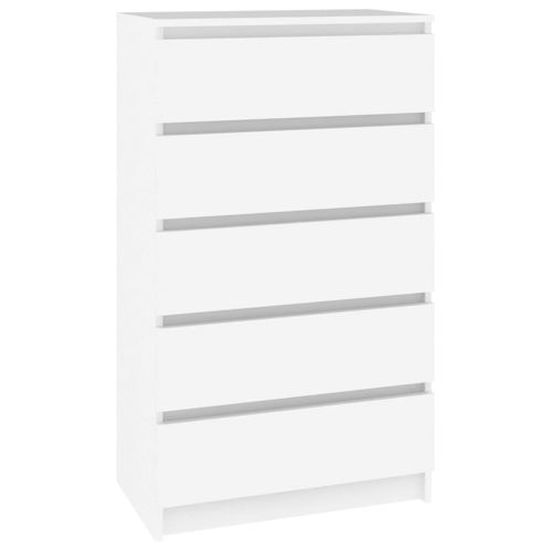 Commode Avec Tiroirs Blanc 60x36x103 Cm Bois Contreplaqué Buffet Armoire Meuble De Rangement