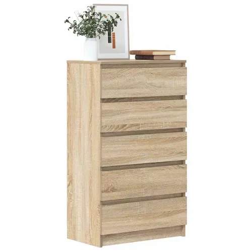 Commode Avec Tiroirs Chêne Sonoma 60x36x103 Cm Bois D'ingénierie Buffet Armoire De Rangement