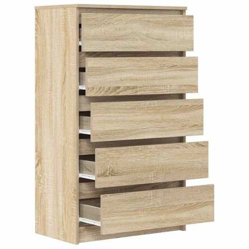 Commode Avec Tiroirs Chêne Sonoma 60x36x103 Cm Bois D'ingénierie Buffet Armoire De Rangement