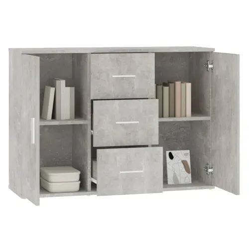 Buffet Gris Béton 91x29,5x65 Cm Bois Contreplaqué