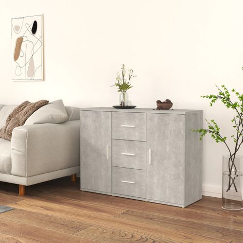 Buffet Gris Béton 91x29,5x65 Cm Bois Contreplaqué