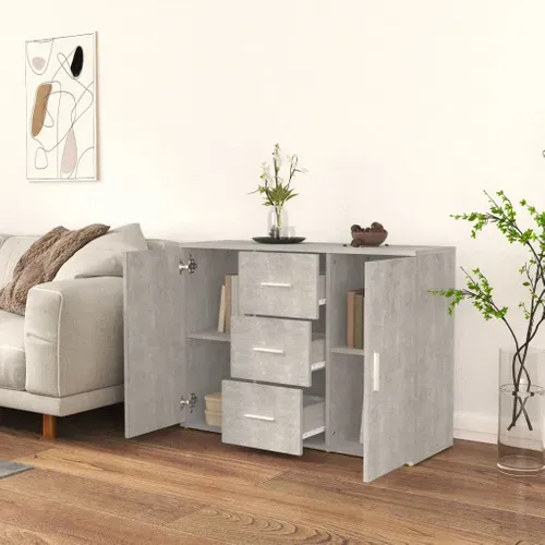 Buffet Gris Béton 91x29,5x65 Cm Bois Contreplaqué
