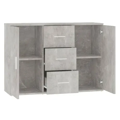 Buffet Gris Béton 91x29,5x65 Cm Bois Contreplaqué