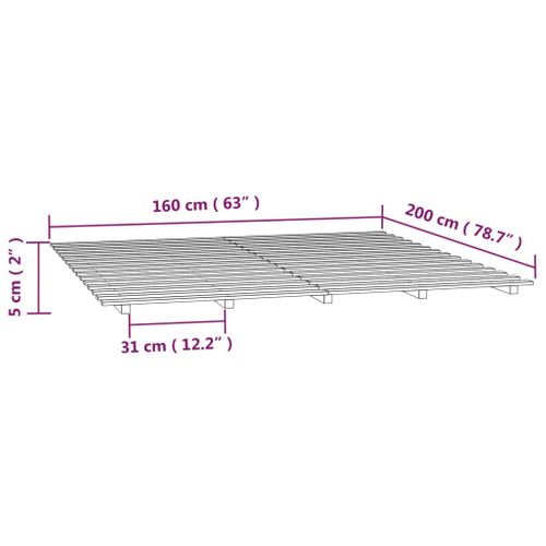 Cadre De Lit Sans Matelas 160x200 Cm Bois Massif De Pin