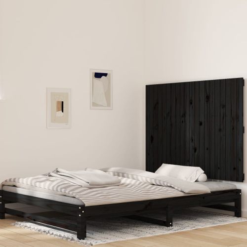 Tête De Lit Murale Noir 127,5x3x90 Cm Bois Massif De Pin