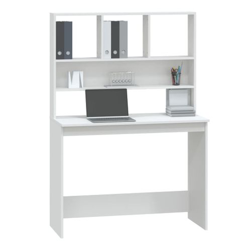 Bureau Avec Étagères Blanc 102x45x148 Cm Bois Contreplaqué