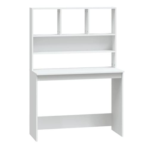 Bureau Avec Étagères Blanc 102x45x148 Cm Bois Contreplaqué