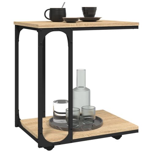 Table D'appoint à Roues Chêne Sonoma 50x35x55,5 Cm