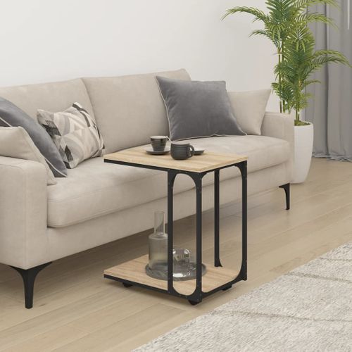 Table D'appoint à Roues Chêne Sonoma 50x35x55,5 Cm