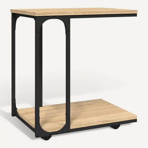 Table D'appoint à Roues Chêne Sonoma 50x35x55,5 Cm