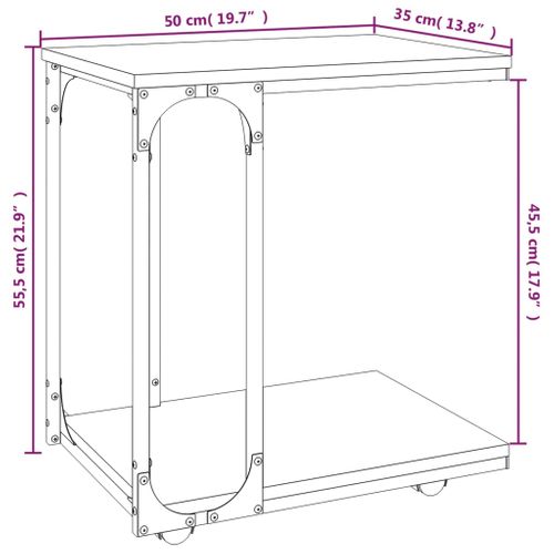 Table D'appoint à Roues Chêne Sonoma 50x35x55,5 Cm